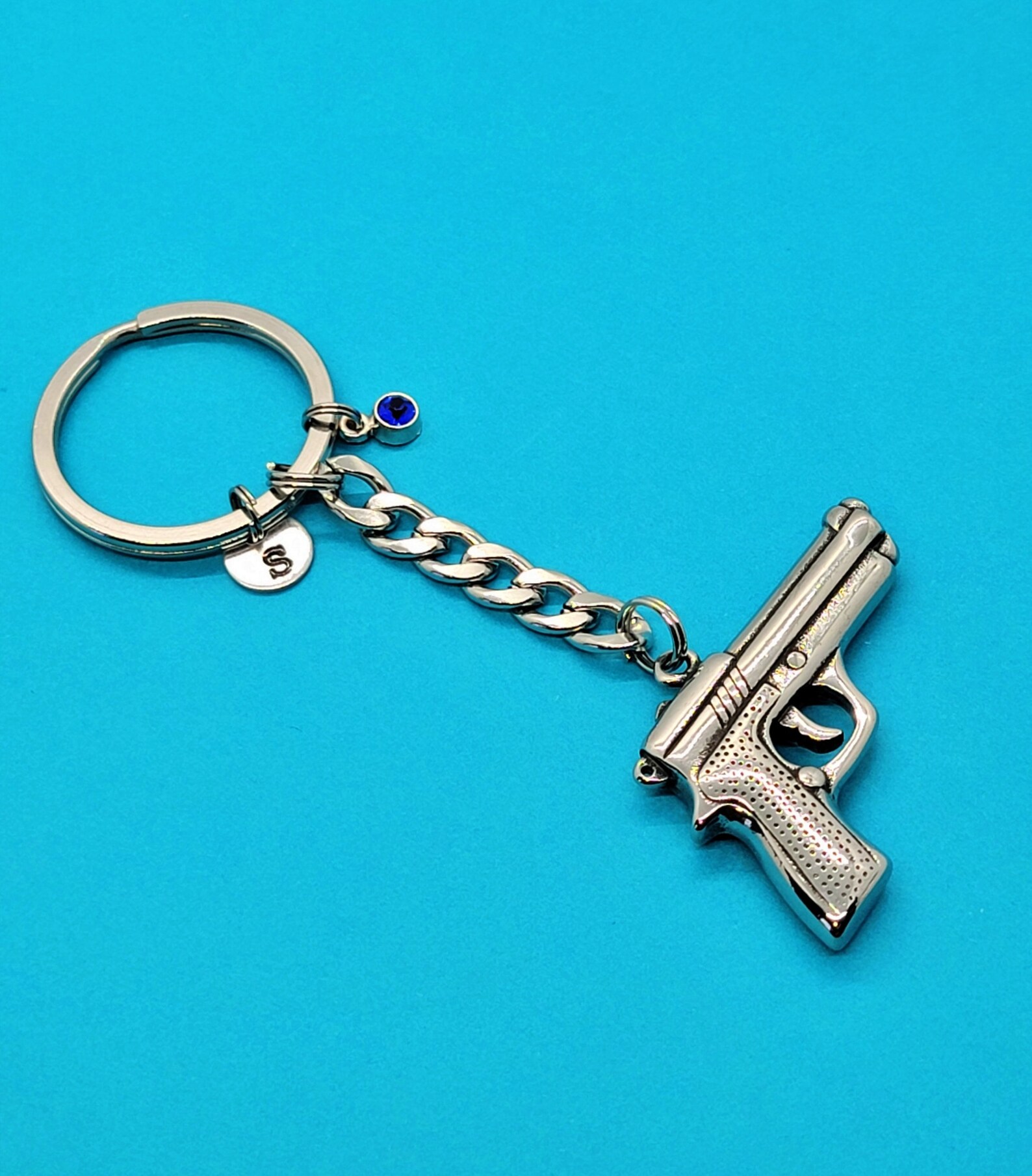 3D Gun Key Chain Pistol Charm Stainless Steel Key Etsy