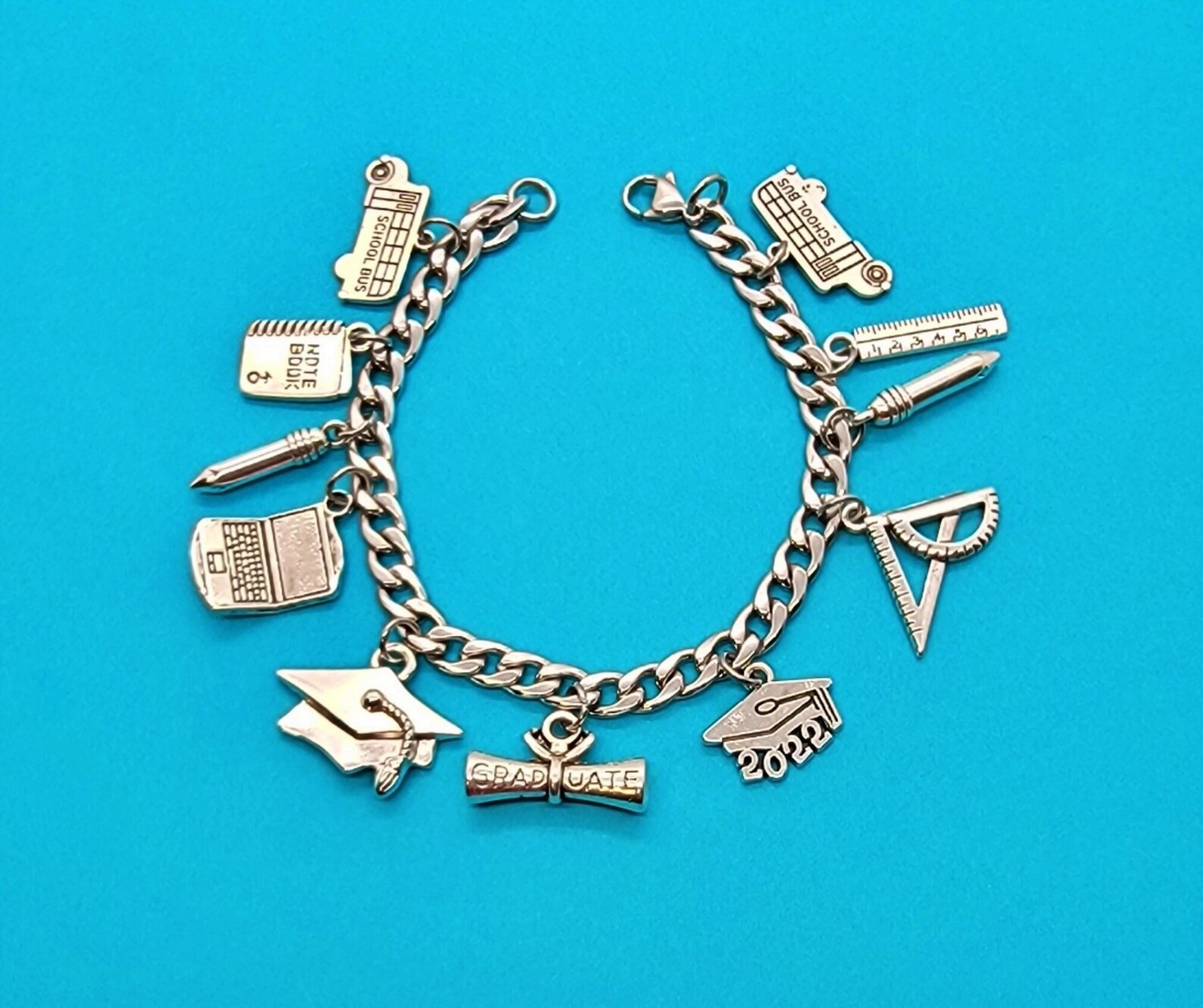 2022 Graduation Charm Bracelet Graduation Charms Stainless Etsy