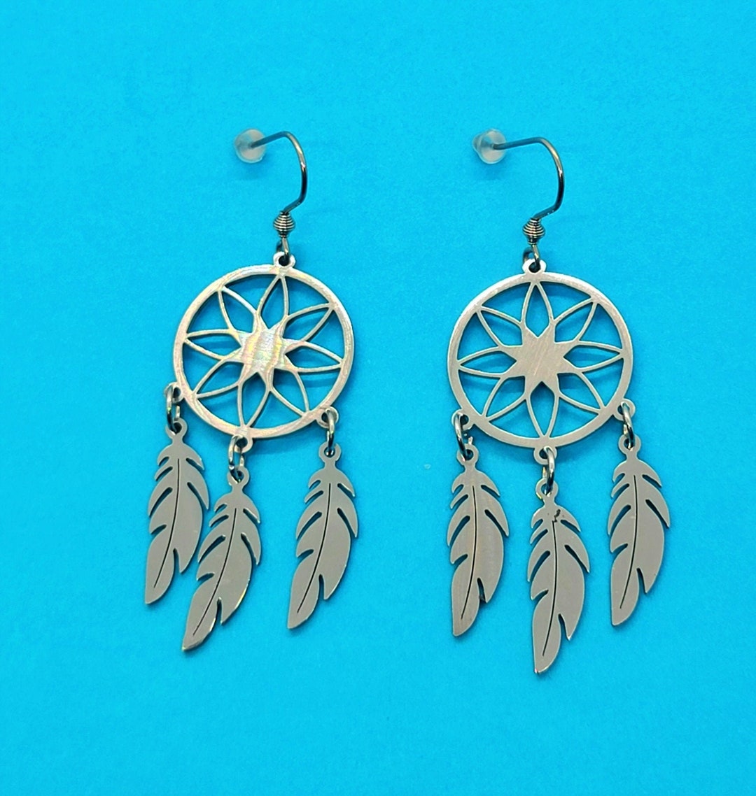 Dream Catcher Earrings Dream Catcher Charm Stainless Steel Etsy