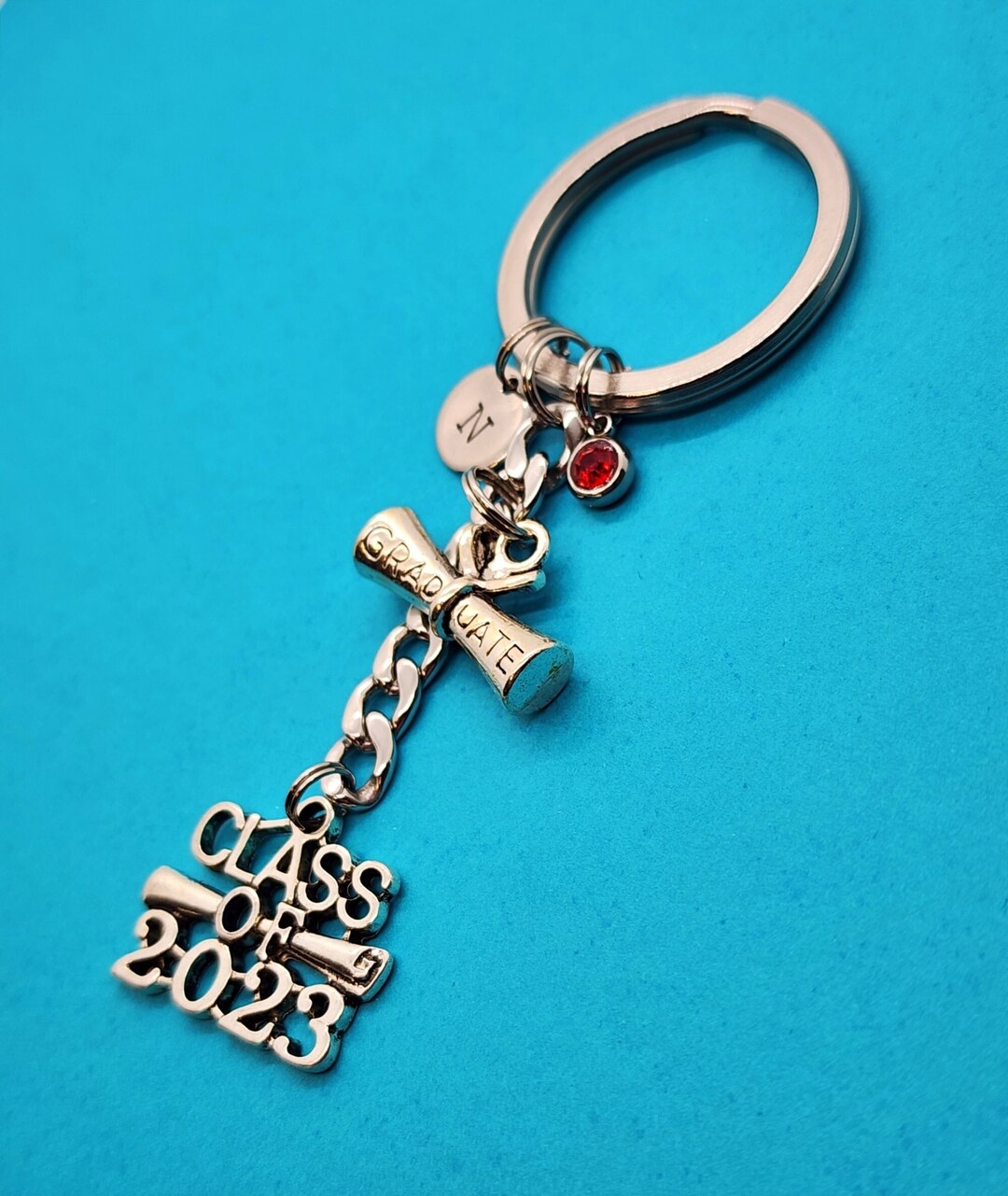 Graduation Charm Key Chain, Class of 2024 Charm, Diploma Charm