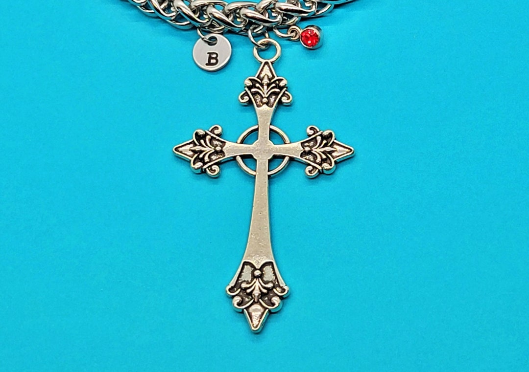 Large Cross Charm Necklace Cross Charm 8mm Stainless Steel Etsy UK