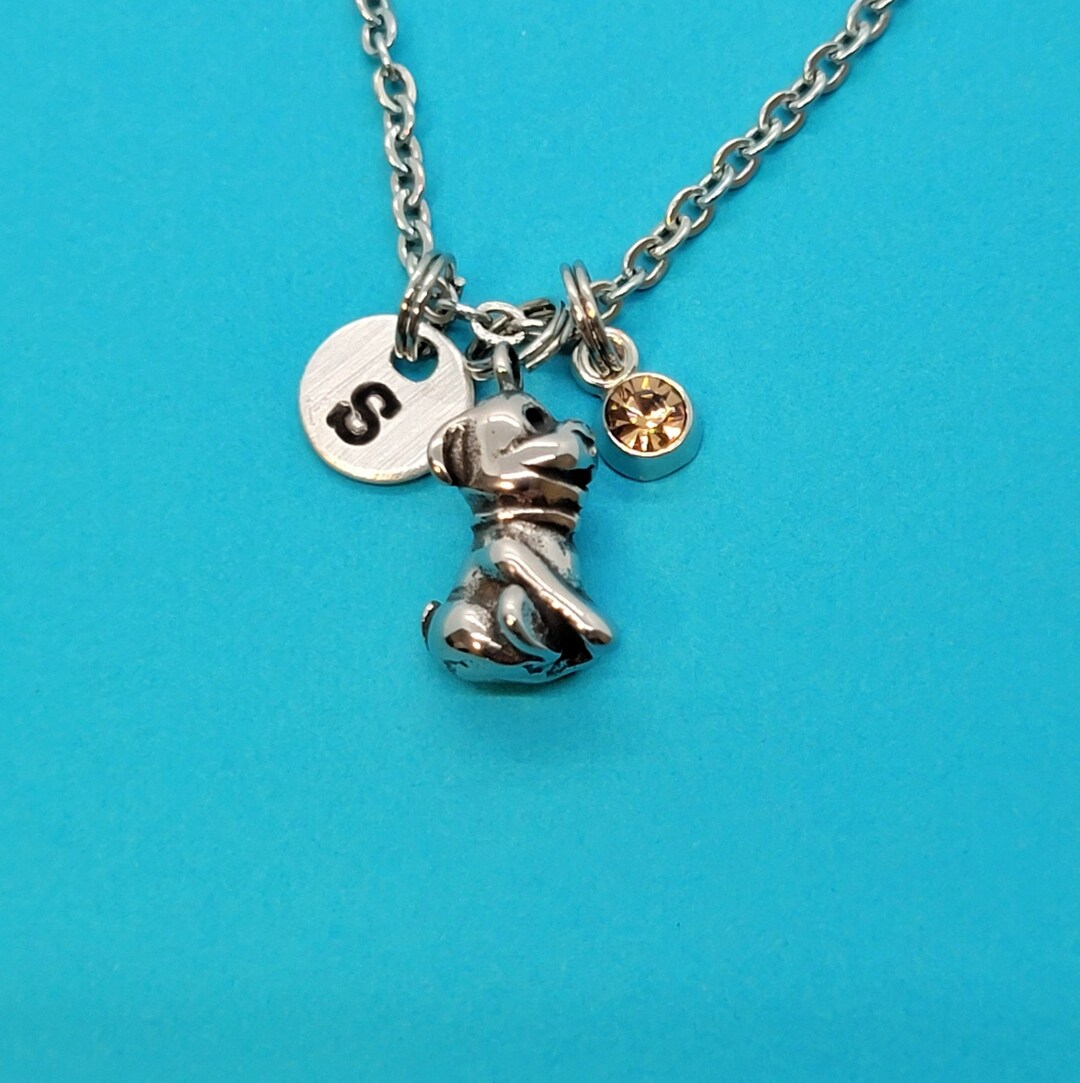 Puppy Charm Necklace, Puppy Charm, Stainless Steel Chaincharm, Animal