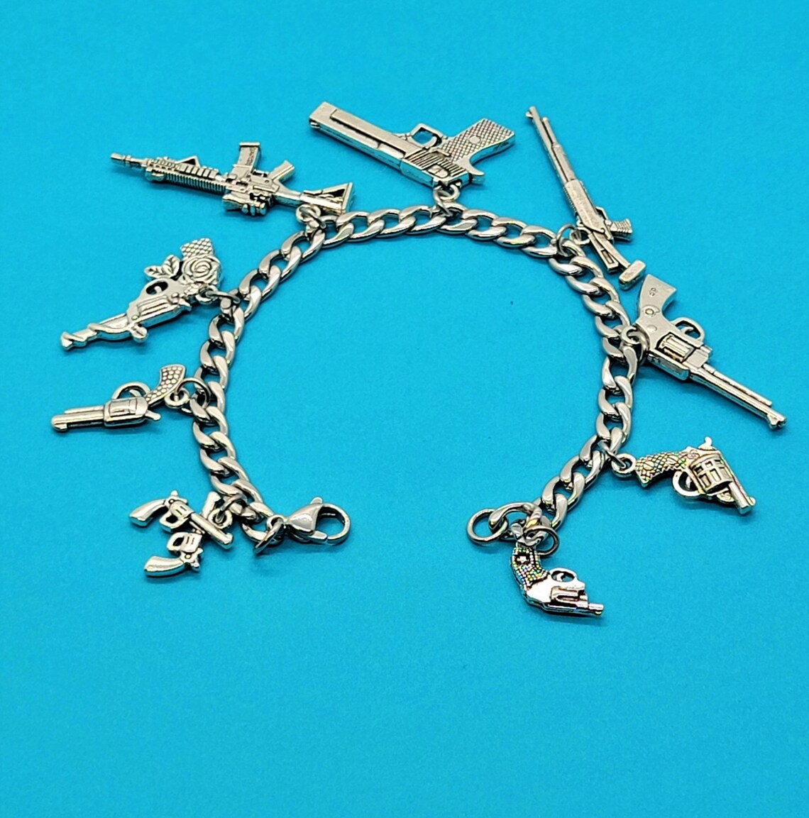 Gun Charm Bracelet Stainless Steel Bracelet A Collection of Etsy