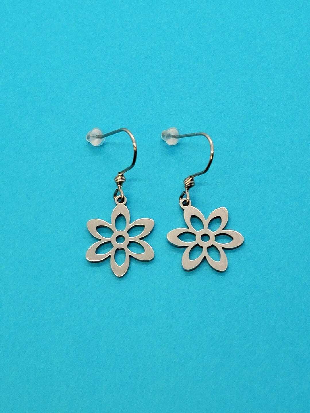 Flower Charm Earrings, Flower Charm, Stainless Steel Earring Charm