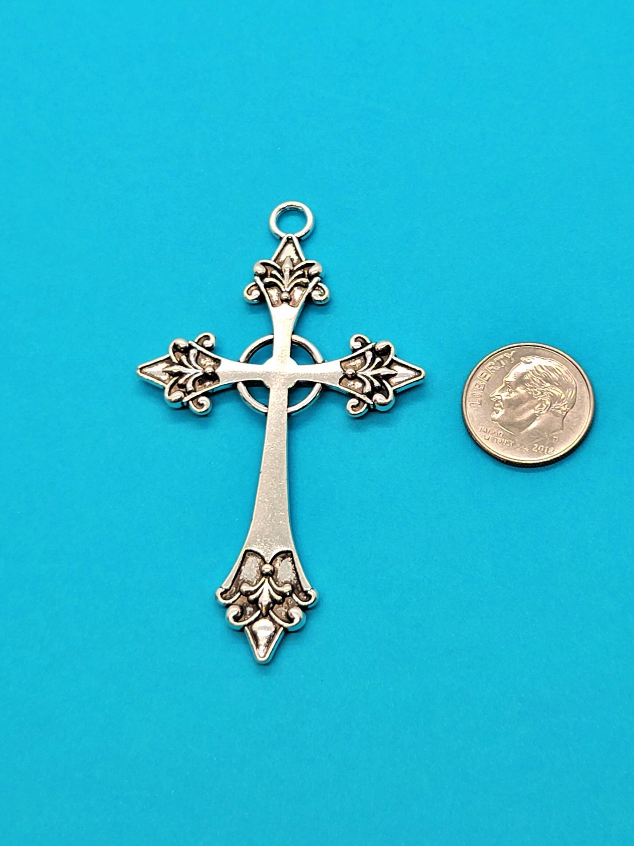 Large Cross Charm Necklace Cross Charm 8mm Stainless Steel Etsy UK