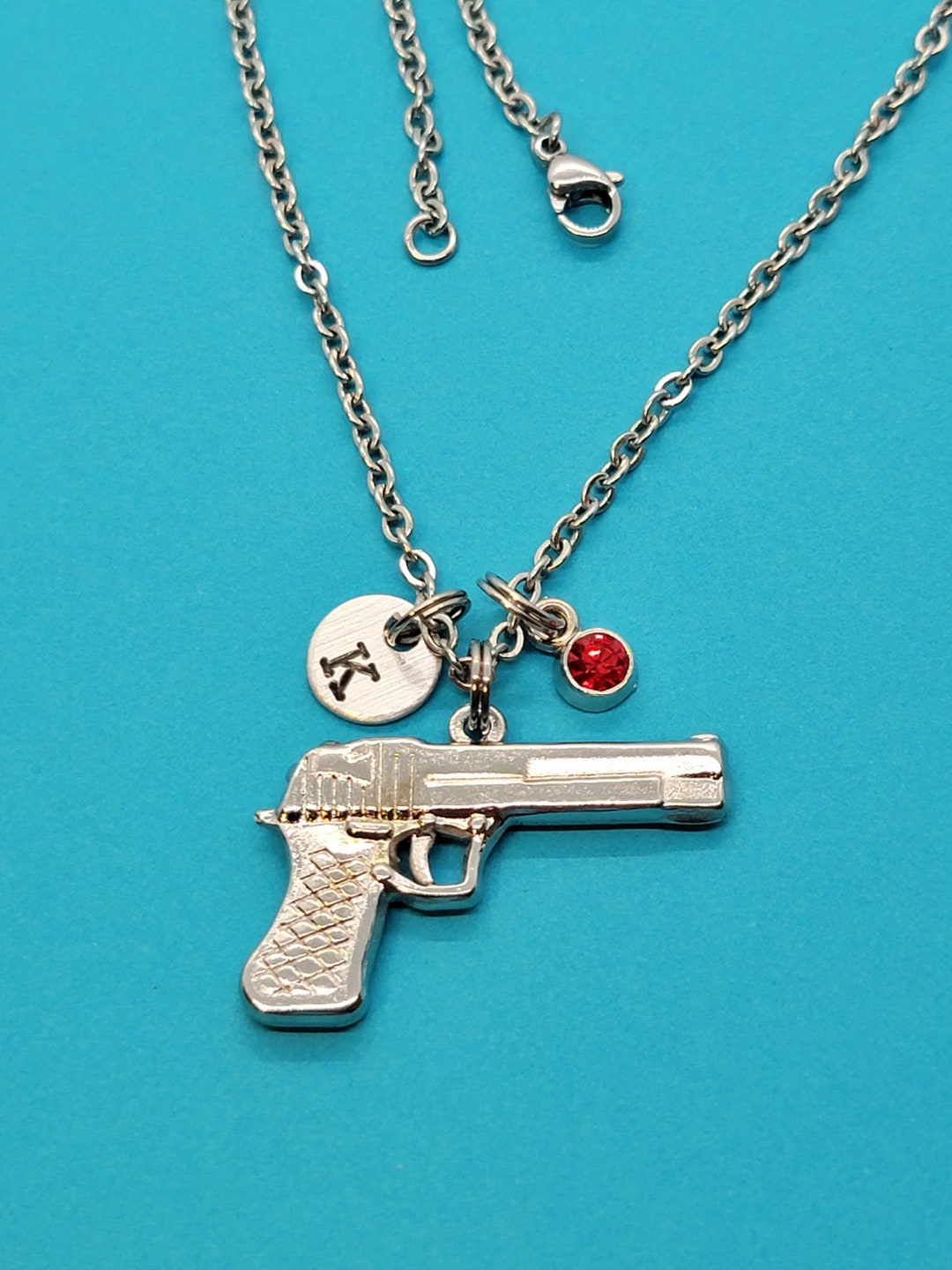 3D Hand Gun Necklace Gun Charm Stainless Steel Chaincharm Etsy