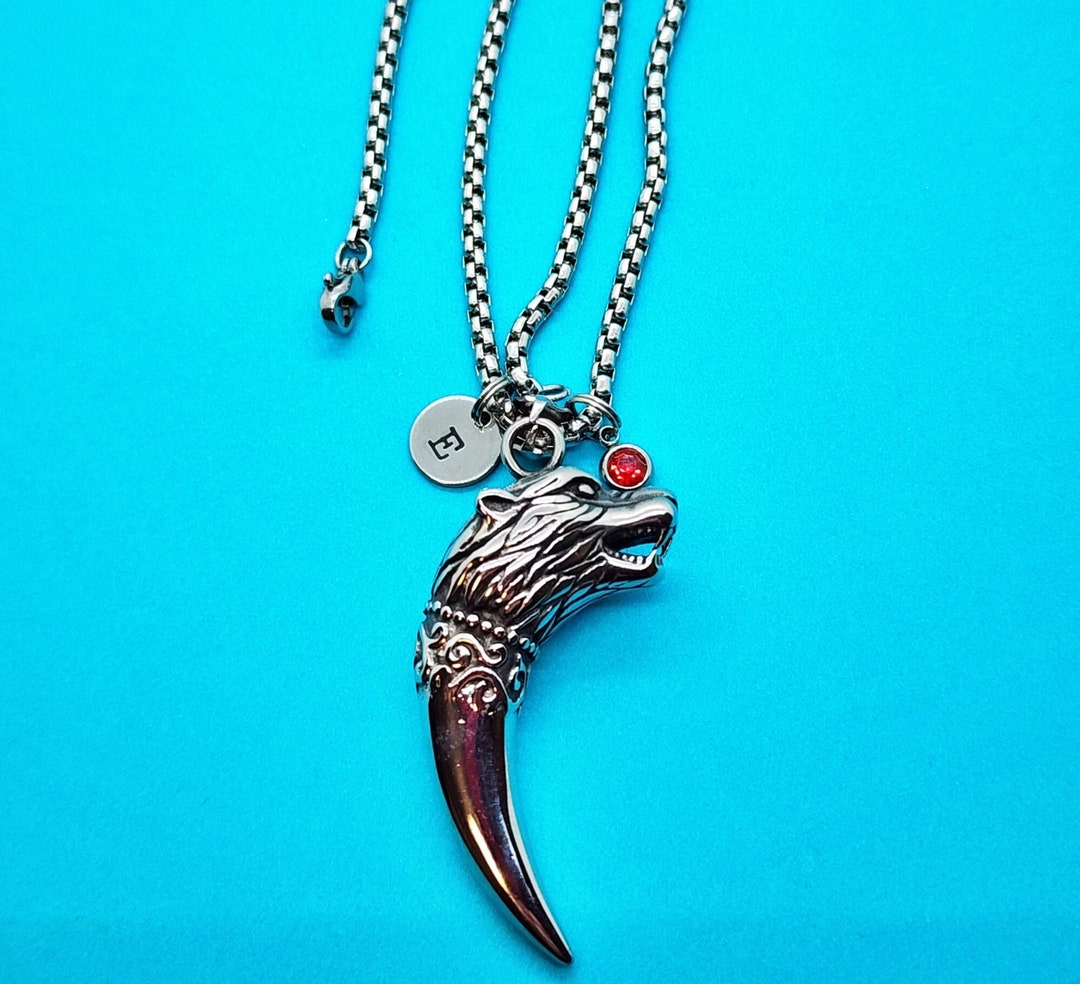 Wolf Tooth Charm Necklace, Wolf Tooth Charm, Stainless Steel Chaincharm