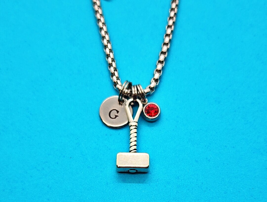 Hammer Charm Necklace, 3mm Stainless Steel Chain, Viking Charm, Hammer