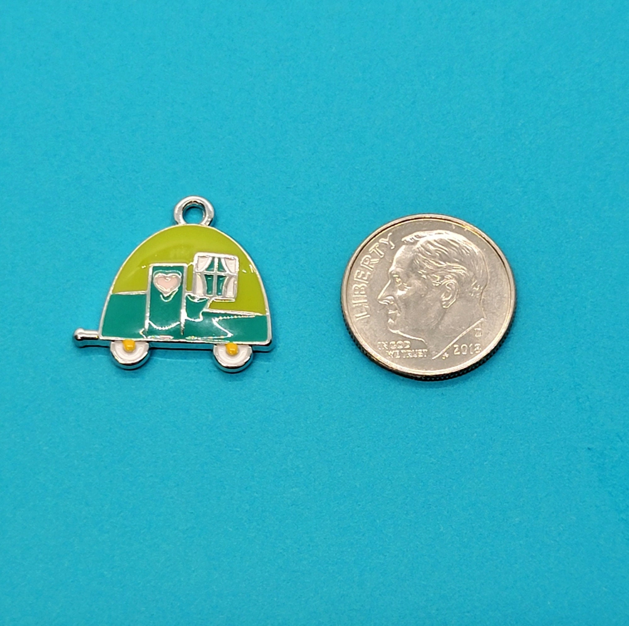 Happy Camper Key Chain Camper Charm Stainless Steel Keyring Etsy