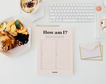 Self Care Journal "How am I?" | Get To Know Yourself Better | Digital Journal | Love Yourself | Self Care Planner | Emotions Workbook