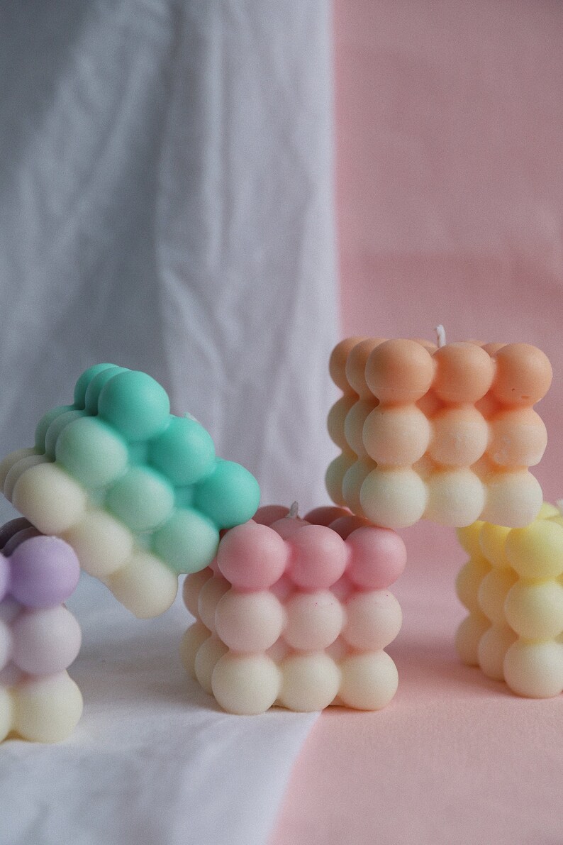 OMBRÉ BUBBLE Shaped 6CM Soy Wax Candles Cube Candle Etsy