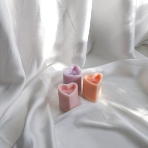 Love Heart 6CM Soy Wax Pillar Candle Scented candle, Many colours Bedroom accessories, Heart Romantic Candle Table Decoration Candle image 5