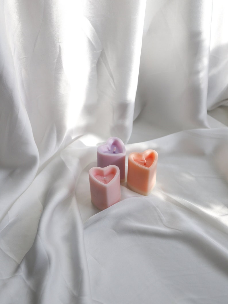 Love Heart 6CM Soy Wax Pillar Candle Scented candle, Many colours Bedroom accessories, Heart Romantic Candle Table Decoration Candle image 5