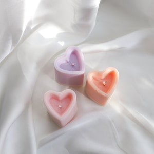 Love Heart 6CM Soy Wax Pillar Candle Scented candle, Many colours Bedroom accessories, Heart Romantic Candle Table Decoration Candle image 4