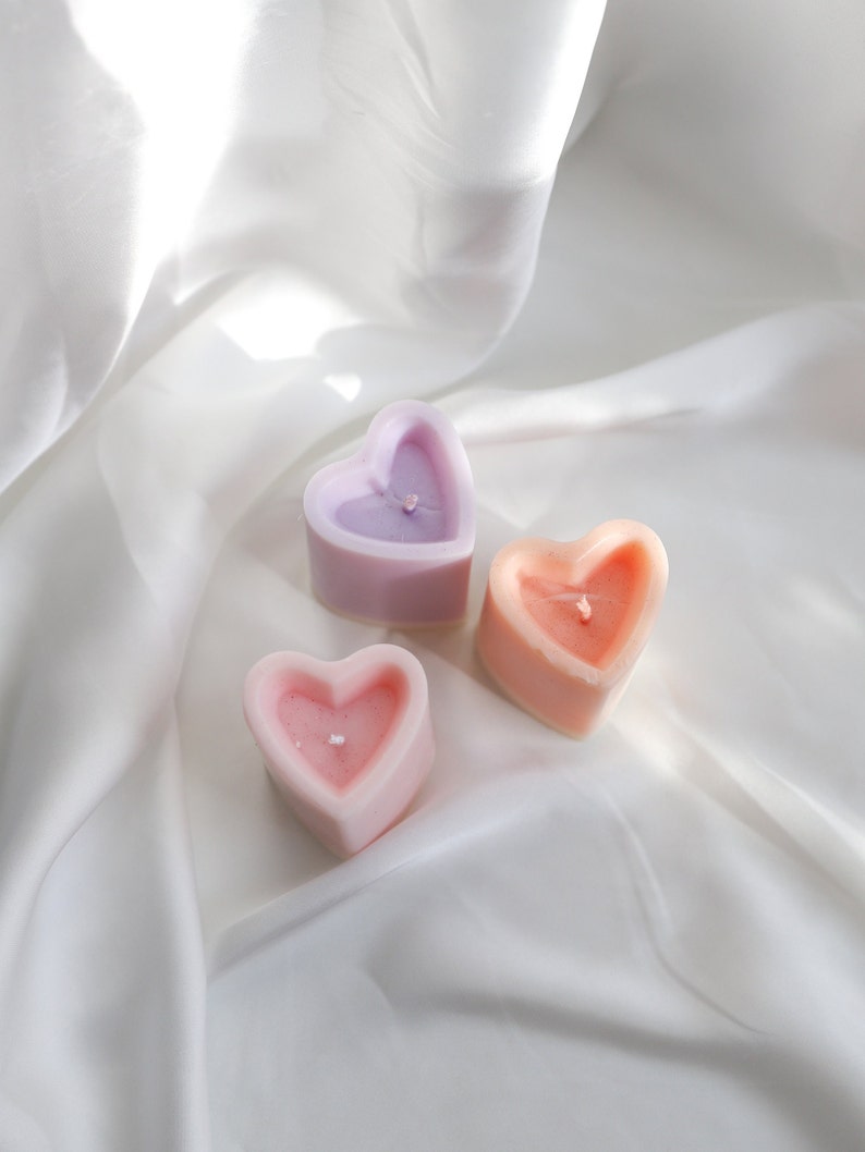 Love Heart 6CM Soy Wax Pillar Candle Scented candle, Many colours Bedroom accessories, Heart Romantic Candle Table Decoration Candle image 4