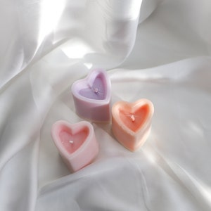 Love Heart 6CM Soy Wax Pillar Candle Scented candle, Many colours Bedroom accessories, Heart Romantic Candle Table Decoration Candle image 1