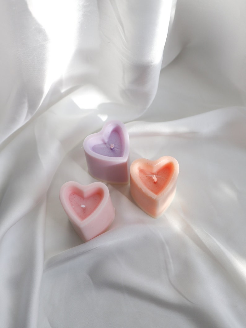 Love Heart 6CM Soy Wax Pillar Candle Scented candle, Many colours Bedroom accessories, Heart Romantic Candle Table Decoration Candle image 1