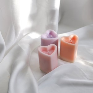 Love Heart 6CM Soy Wax Pillar Candle Scented candle, Many colours Bedroom accessories, Heart Romantic Candle Table Decoration Candle image 2