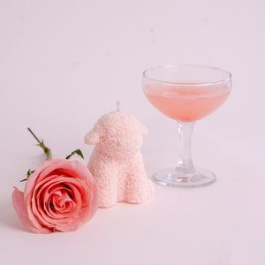 Rose Teddy Dog shaped soy candle / Newborn gift for friend / Rose Dog pillar candle / Gift ideas, cute pillar candle / Pink home decor image 4