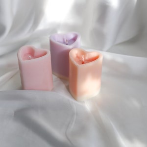 Love Heart 6CM Soy Wax Pillar Candle Scented candle, Many colours Bedroom accessories, Heart Romantic Candle Table Decoration Candle image 3