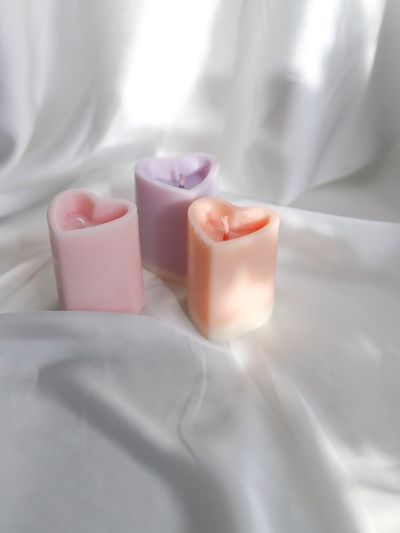 Love Heart 6CM Soy Wax Pillar Candle Scented candle, Many colours Bedroom accessories, Heart Romantic Candle Table Decoration Candle image 3