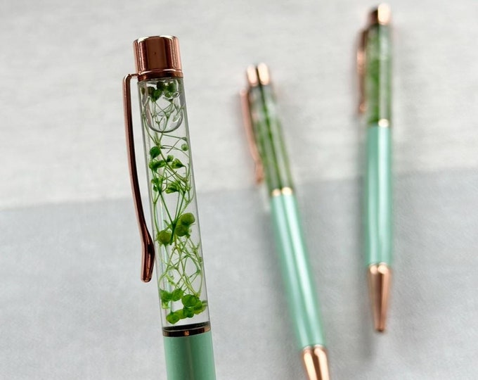 Gold Flower Pens, Dried flowers, Stationery, Office Supplies, Gold pen, Notebooks, Flower Pen, Pretty Pens, Personalised gifts, Stylish Pen