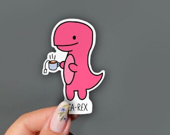 Tea-Rex ステッカー、ジャーナリング ステッカー、恐竜、しゃれ、装飾ステッカー パック、カスタム フレーズ、バレット ジャーナル、かわいいステッカー セット、マット