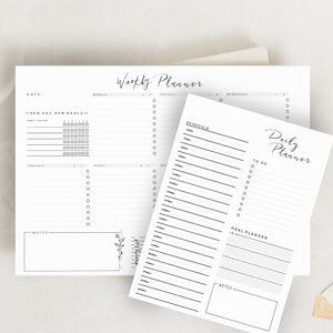 Minimal Weekly and Daily Planner Set, Daily planner, organiser, memo pad, planner pad, desk accessories, stationery planner, notepads