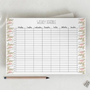 Floral Weekly Planner, Daily planner, organiser, memo pad, planner pad, desk accessories, desk planner, stationery planner, A4 notepads