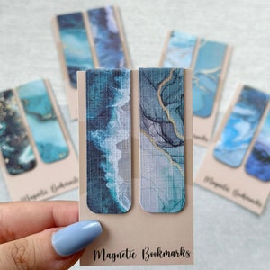 Blue Magnetic Bookmark, Ocean Patterned Bookmark set, Cute Bookmarks, Reading Accessories, Bookish Gifts, Book Accessories, Booktok