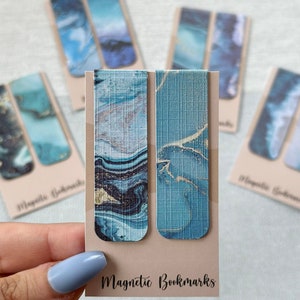 Blue Magnetic Bookmark, Ocean Patterned Bookmark set, Cute Bookmarks, Reading Accessories, Bookish Gifts, Book Accessories, Booktok