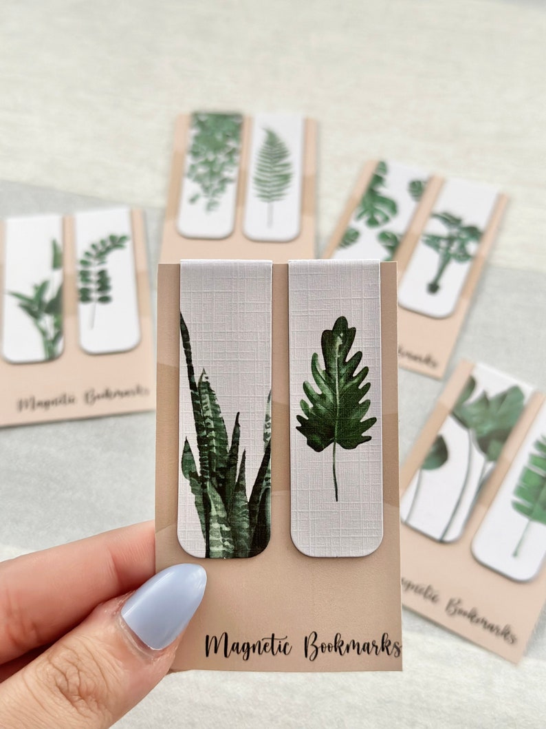 Nature Magnetic Bookmark, Book gifts for book lovers, Floral patterns, Reading accessories, Bookish gifts, Personalise, Plant design book image 2