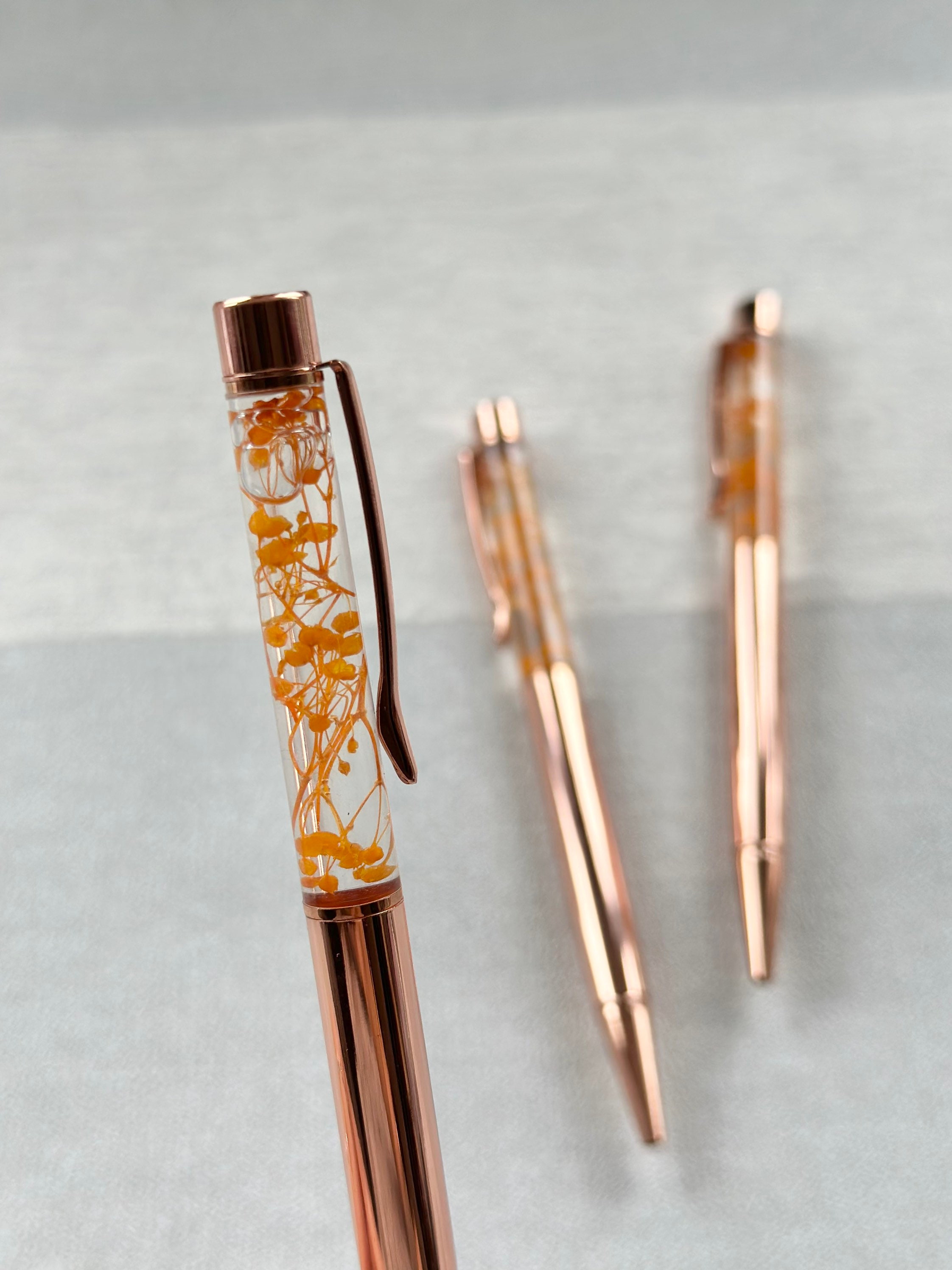Floral Pens Dried Flowers Stationery Office Supplies Gold Etsy UK