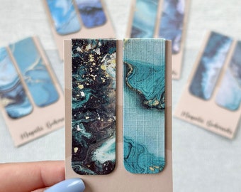 Blue Magnetic Bookmark, Ocean Patterned Bookmark set, Cute Bookmarks, Reading Accessories, Bookish Gifts, Book Accessories, Booktok