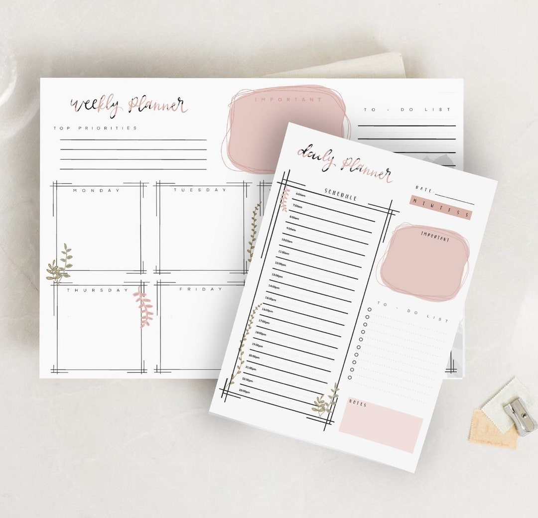 Weekly and Daily Simplistic Planner Set - Etsy