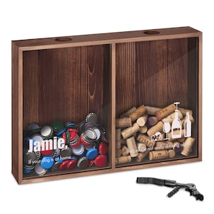 Maverton Personalized Wooden Box For Caps & Corks Collection - Cork Holder for man - Birthday Gift for him - Wooden Holder with engraved lid