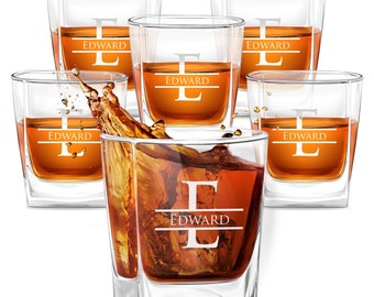 Maverton 6er Whisky Gläser Set mit Gravur - Whiskey Glas 250 ml personalisiert - schöne Whisky Gläser - Geschenk zum Geburtstag für Männer