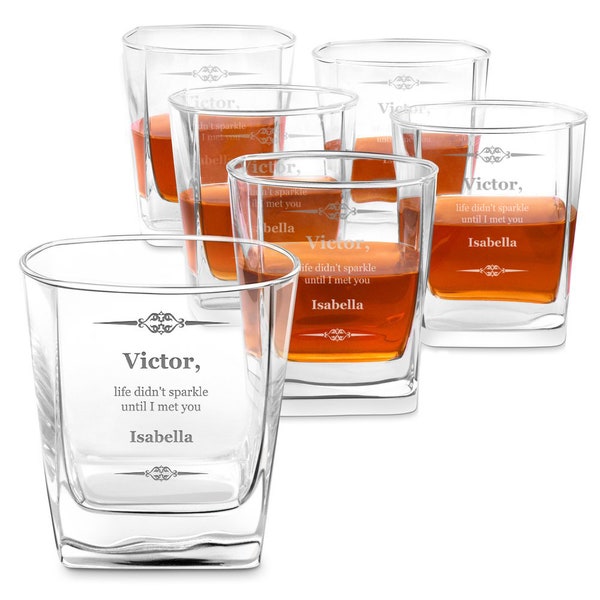 Maverton 6er Whiskeygläser Set mit Gravur - Whisky Glas 250 ml für Cognac Bourbon - Geburtstagsgeschenk für Männer - Whiskey Geschenk