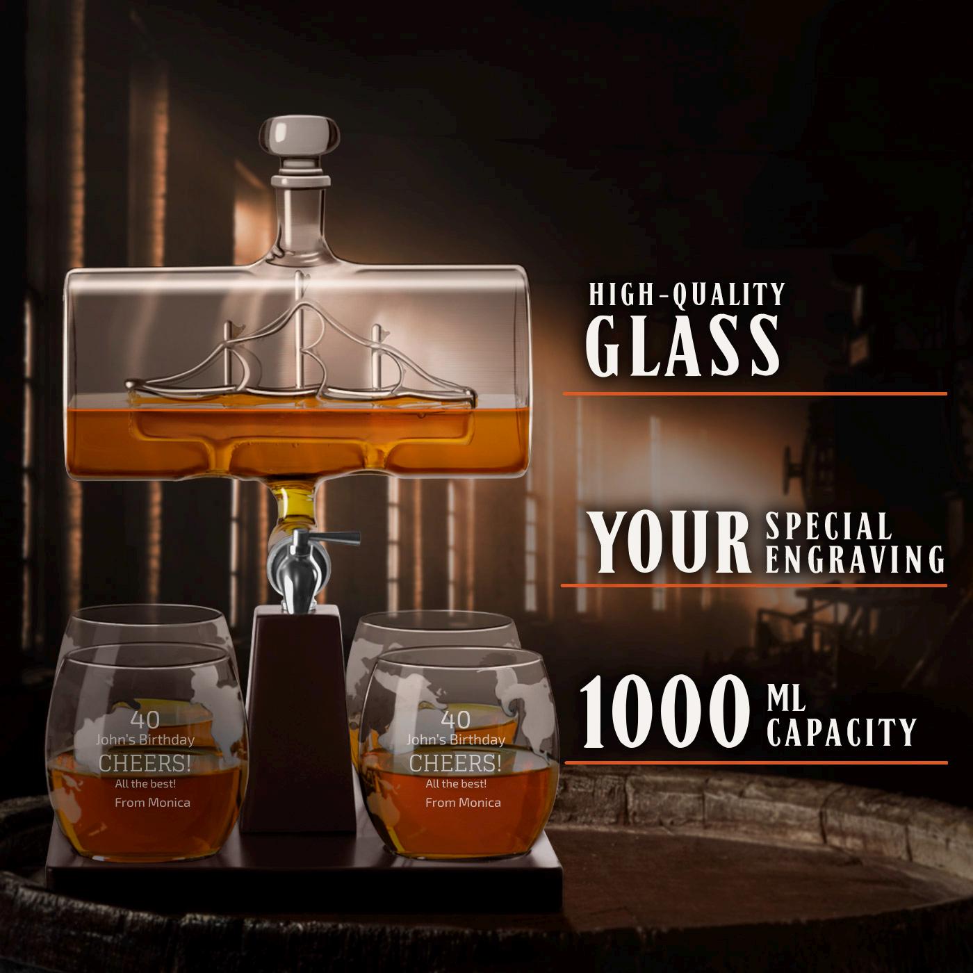 Maverton Whiskey Karaffe 700ml + 4 Whiskygläser Ge Produktbild-Vorschau 7
