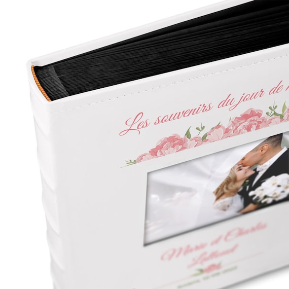 Maverton Album Photo à personnaliser pour les jeunes mariés Livre photo en  cuir avec poche ouvrable sur la couverture Cadeau de mariage -  France
