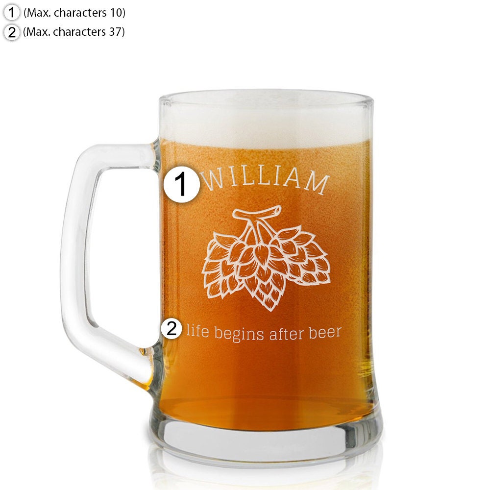 Chope à Bière Gravée Maverton 500 Ml - Verre Personnalisable Pour Amateur De Bière, Cadeau Homme