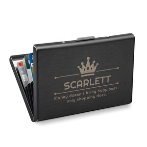 Maverton Porte-cartes de visite avec gravure pour elle - Étui en métal à cartes de fidélité / de crédit - Cadeau personnalisable pour femmes