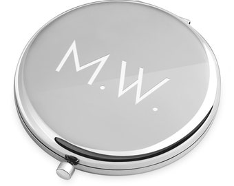 Maverton Silver Pocket Mirror for lady - Women’s Accessory - Travel Size - Engraved Mirror for woman - Birthday gift for friend - For her