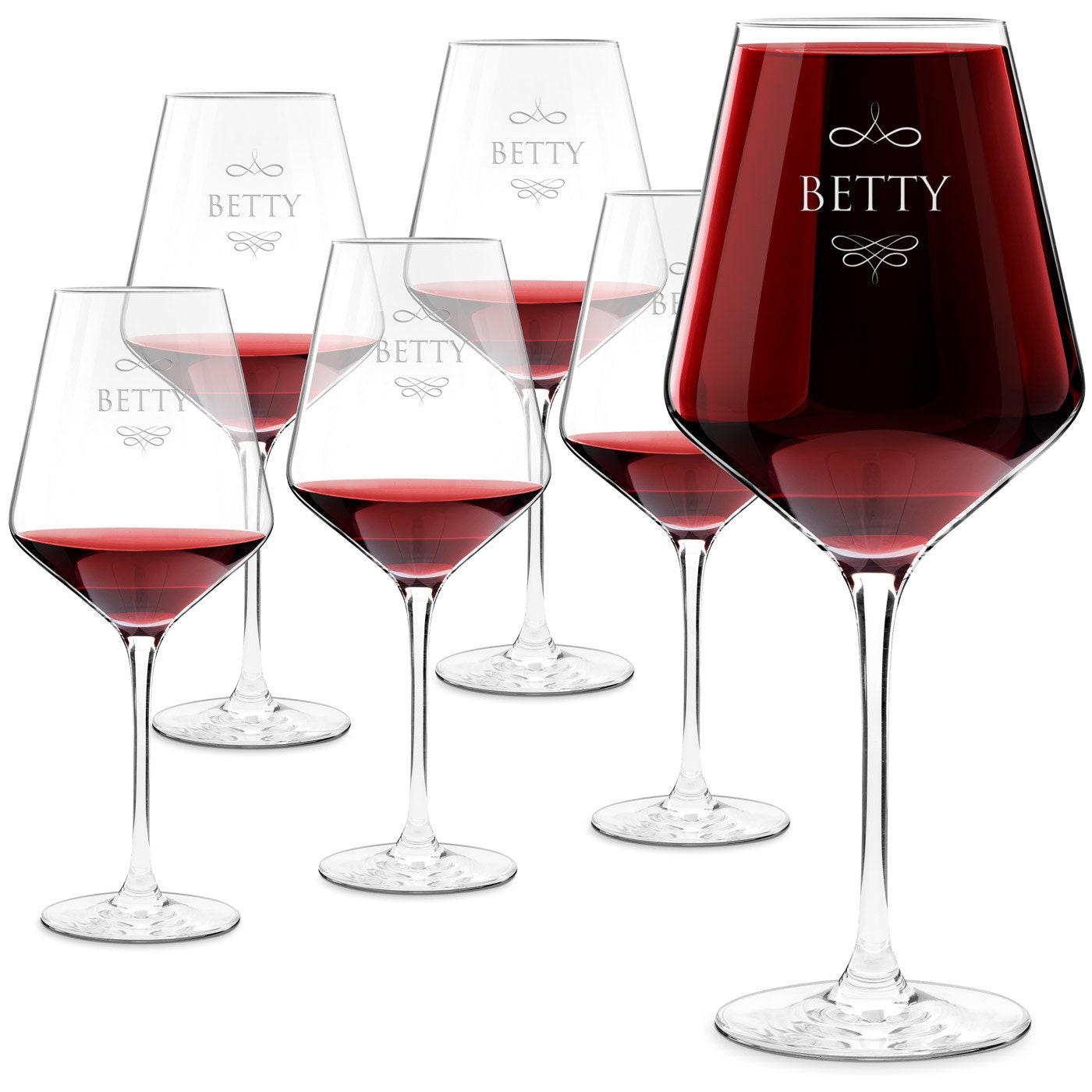 Murrano Verre à Vin Rouge en Cristal - de 490 Ml avec Gravure Pied Personnalisé Name