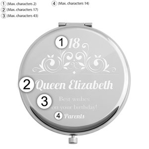 Maverton Miroir de poche personnalisé Miroir Petit Format avec fermeture facile pour elle cadeau anniversaire femme pour fille mme Emblem