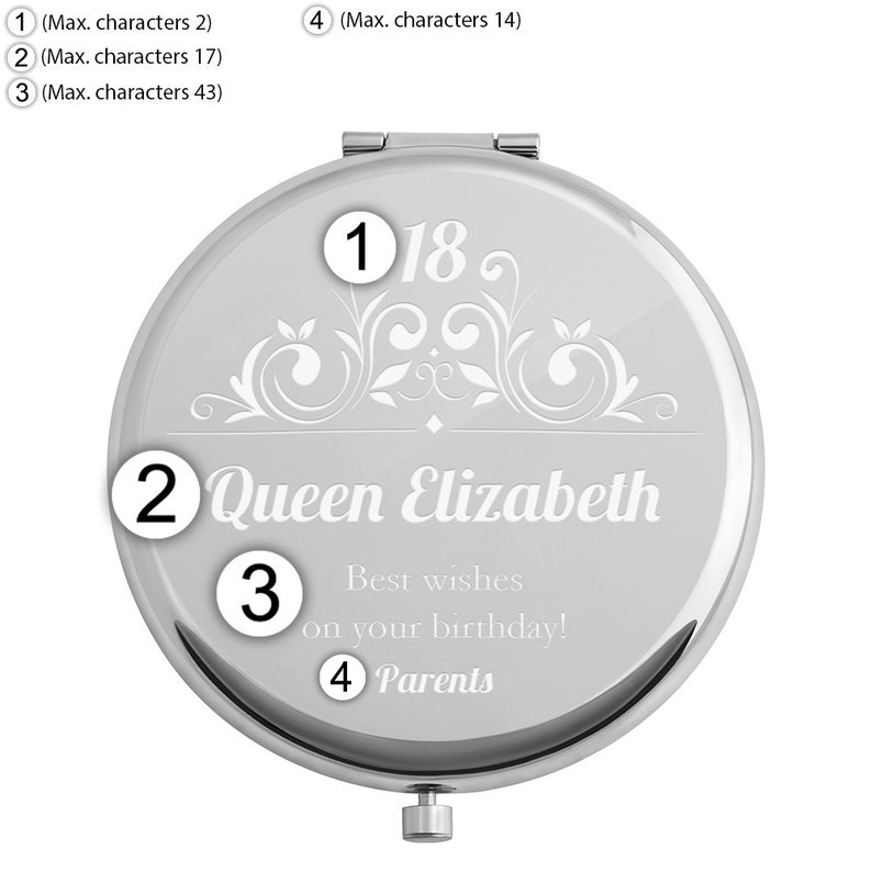 Maverton Miroir de poche personnalisé Miroir Petit Format avec fermeture facile pour elle cadeau anniversaire femme pour fille mme Emblem