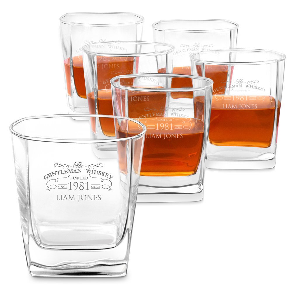 Murrano Verre à Whisky Personnalisé - d'une Capacité de 250 Ml Classique avec Gravure Gentleman
