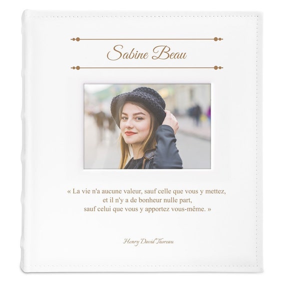 Maverton Album Photo à personnaliser pour femmes Livre photos à coller avec  fenêtre sur la couverture en cuir Cadeau danniv pour elle -  France