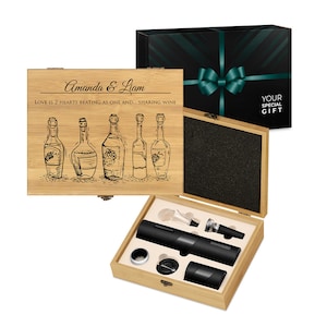 Maverton 6er Weinöffner-Set mit Aufdruck - Weinset Sommelier Set - Wein Dekantierset - Hochzeitsgeschenk - zum Hochzeitstag - Paar Geschenk