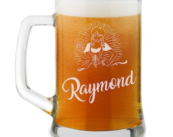 Maverton Large Beer Glass for dad - Customised Beer Mug for man - Father’s Day gift for connoisseur - Barware with engraving - For granddad